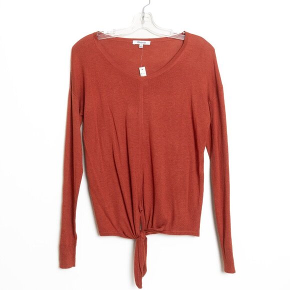 Madewell Tie-Front Sweater Soft Lightweight Rusty Torch - Picture 2 of 13